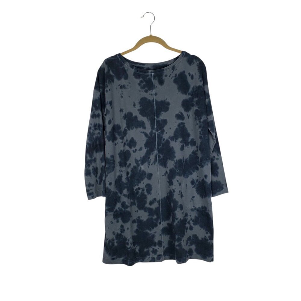 Pure Jill Cloud Tie-Dyed Knit Dress Long Sleeve Blue Gray Size Small Petite